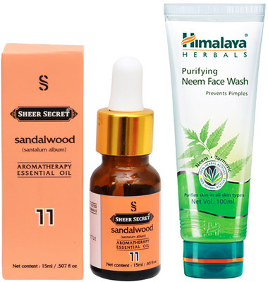 

SHEER SECRET AROMATHERAPY SANDALWOOD ESSENTIAL OIL 15ML with HIMALAYA NEEM FACEWASH 100ML(Set of 2)