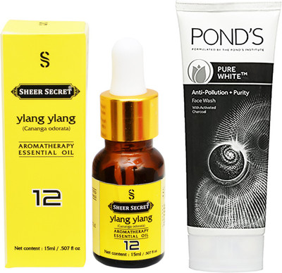 

SHEER SECRET AROMATHERAPY YLANG YLANG ESSENTIAL OIL 15ML with POND'S PURE WHITE FACEWASH 100ML(Set of 2)