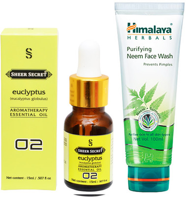 

SHEER SECRET AROMATHERAPY EUCLYPTUS ESSENTIAL OIL 15ML with HIMALAYA NEEM FACEWASH 100ML(Set of 2)