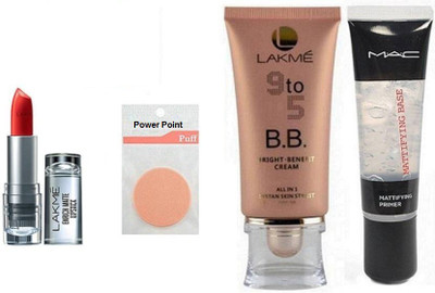 

power point Sponge Puff With Gold Radiance Youth Infinity Skin Sculpting Face Serum & B.B. Bright Benefit Cream& Base Primer& Enrich Matte Lipstick(Set of 4)