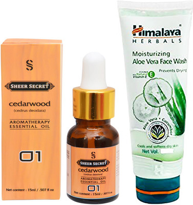 

SHEER SECRET AROMATHERAPY CEDARWOOD ESSENTIAL OIL 15ML with HIMALAYA ALOEVERA FACEWASH 100ML(Set of 2)