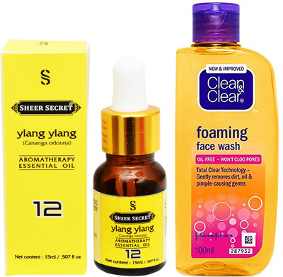

SHEER SECRET AROMATHERAPY YLANG YLANG ESSENTIAL OIL 15ML with FOAMING FACEWASH 100ML(Set of 2)