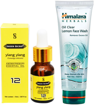 

SHEER SECRET AROMATHERAPY YLANG YLANG ESSENTIAL OIL 15ML with HIMALAYA OIL CLEAR LEMON FACEWASH 100ML(Set of 2)
