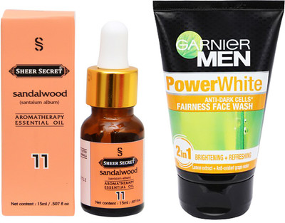 

SHEER SECRET AROMATHERAPY SANDALWOOD ESSENTIAL OIL 15ML with MEN'S POWER WHITE FACEWASH 100ML(Set of 2)