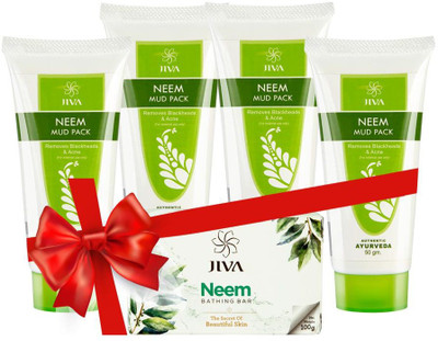 

Jiva Neem Mud Pack (50 gm) Pack of 4 with Neem Soap(Set of 5)