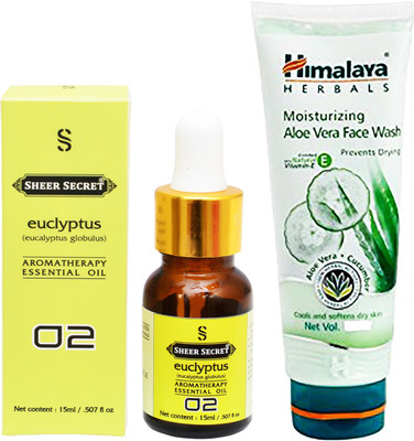 

SHEER SECRET AROMATHERAPY EUCLYPTUS ESSENTIAL OIL 15ML with HIMALAYA ALOEVERA FACEWASH 100ML(Set of 2)