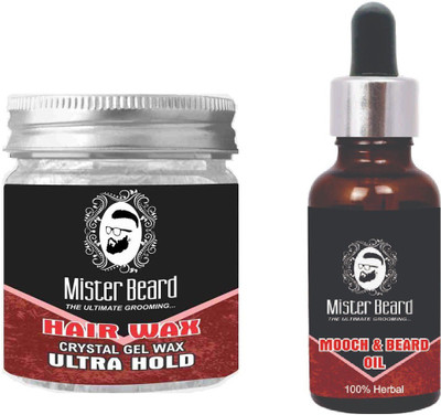 Mister Beard HAIR WAX ULTRA HOLD 100gm WITH MOOCH & BEARD OIL 35ml(Set of 2)