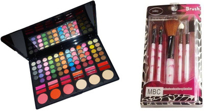 

jollity High Quality Make Up Brush Set of 5 And Miss Rose 3D Series 60 Colors Make Up Kit(Set of 2)