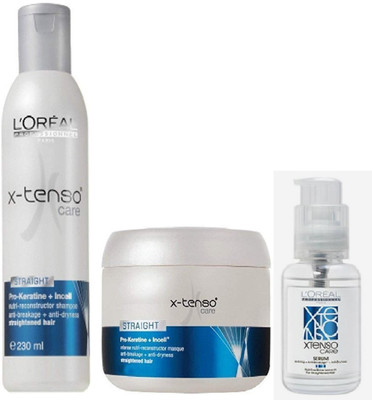 

L'Oreal Paris Professionnel X-Tenso Care Straight Shampoo 230ml & Masque 196g with New Serum 50ml Combo Kit(Set of 3)