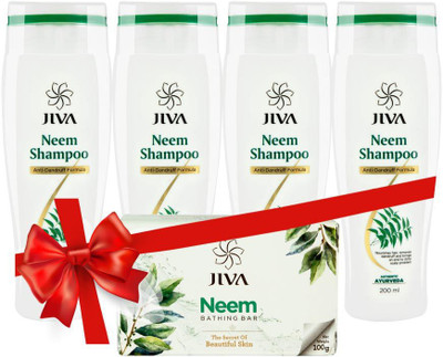 

Jiva Neem Shampoo (200 ml) Pack of 4 with Neem Soap(Set of 6)