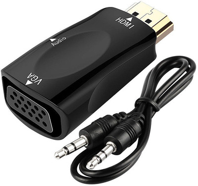 

Microware HDMI to VGA Adapter 1080p Video Converter Adapter With 3.5mm Audio Cable HDMI Adapter(Compatible with monitor, projector,notebook or TV, Black)