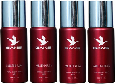 

GANS Four MILLENNIUM Perfume Body Spray - For Men(600 ml, Pack of 4)