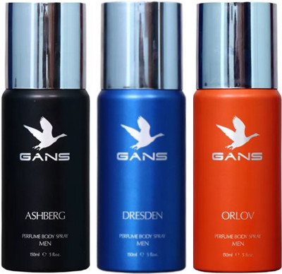 

GANS One ASHBERG & One DRESDEN & One ORLOV Perfume Body Spray - For Men(450 ml, Pack of 3)