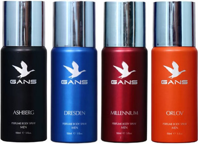 

GANS One ASHBERG & One DRESDEN & One MILLENNIUM & One ORLOV Perfume Body Spray - For Men(600 ml, Pack of 4)