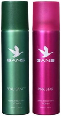 

GANS One BEAU SANCY & One PINK STAR Perfume Body Spray for Women (Pack of 2) Perfume Body Spray - For Men(300 ml, Pack of 2)