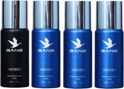 

GANS One ASHBERG & Three DRESDEN Perfume Body Spray - For Men(600 ml, Pack of 4)