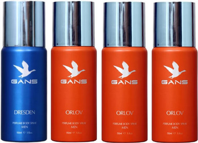

GANS One DRESDEN & Three ORLOV Perfume Body Spray - For Men(600 ml, Pack of 4)