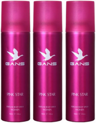 

GANS Three PINK STAR Perfume Body Spray for Women (Pack of 3) Perfume Body Spray - For Men(450 ml, Pack of 3)
