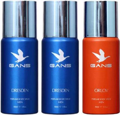 

GANS Two DRESDEN & One ORLOV Perfume Body Spray - For Men(450 ml, Pack of 3)