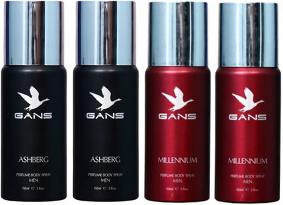 

GANS Two ASHBERG & Two MILLENNIUM Perfume Body Spray - For Men(600 ml, Pack of 4)