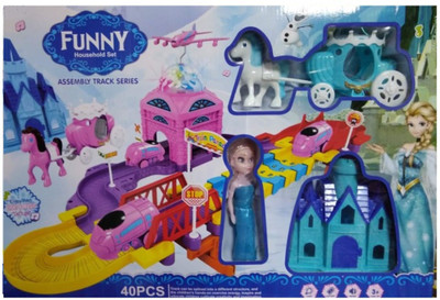 

TOYGALAXY Frozen Funny Household Assembly Track Series Deformed Track Light & Music(40pcs)(Multicolor)