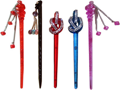 

FRUI Combo of Multi Color Juda Sticks Bun Stick(Multicolor)