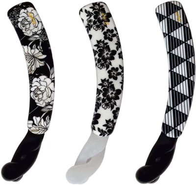 

Shreya Collection Combo of 3 Black & White Floral Print Banana Hair Clips Banana Clip(Black, White)