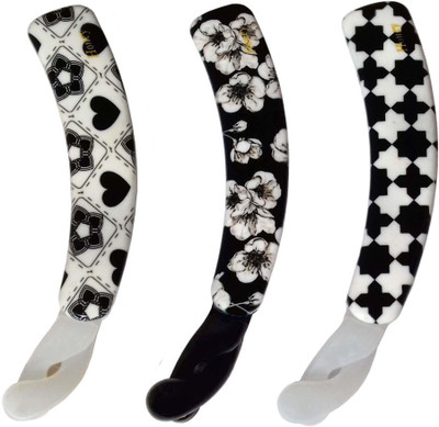 

Shreya Collection Combo of 3 Black & White Floral Print Banana Hair Clips Banana Clip(Black, White)