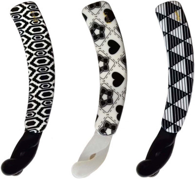 

Shreya Collection Combo of 3 Black & White Floral Print Banana Hair Clips Banana Clip(Black, White)