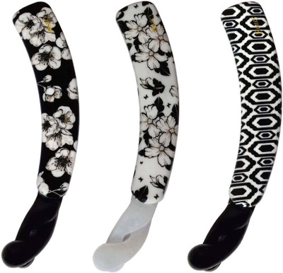 

Shreya Collection Combo of 3 Black & White Floral Print Banana Hair Clips Banana Clip(Black, White)