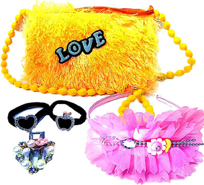 

Proplady Princess Designer (Pack of 4) Hair Accessories Gift Pack With Free Clutch|Latest Hair Accessories for Newborns and Baby Girls Hair Band, Head Band, Hair Clip, Rubber Band, Hair Accessory Set(Multicolor)