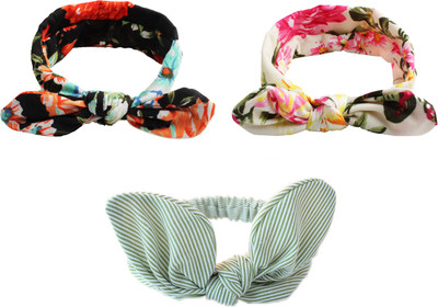 

Babymoon (Set of 3) Baby Headbands Turban Knotted, Girl's Hairbands for Newborn,Toddler and Childrens Head Band(Black, White, Green)