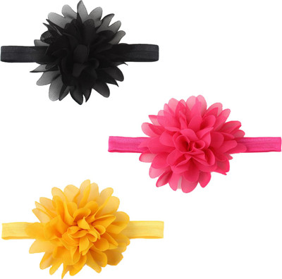 

Babymoon (Set of 3) Headbands Flowers Soft Hairbands for Baby Girls Infants Toddlers Head Band(Pink, Black, Yellow)