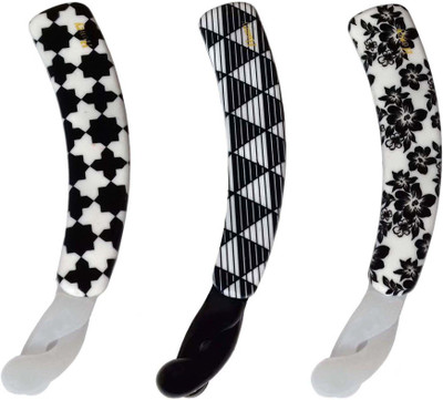 

Shreya Collection Combo of 3 Black & White Floral Print Banana Hair Clips Banana Clip(Black, White)