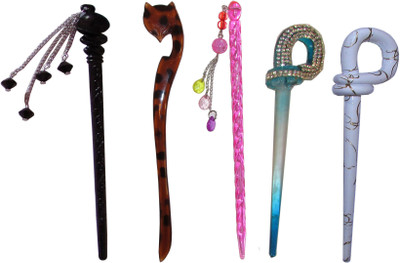 

GUJRAT Combo of Multi Color Juda Sticks Bun Stick(Multicolor)
