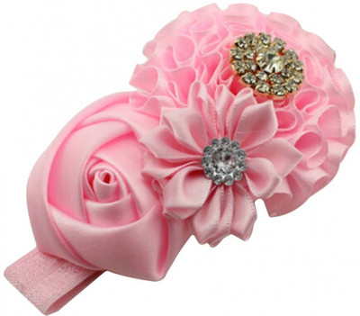 

Babymoon Baby Premium Crystal Triple Flower Headband / Partywear / Exclusive Designer Wear (Hot Pink) Head Band(Pink)