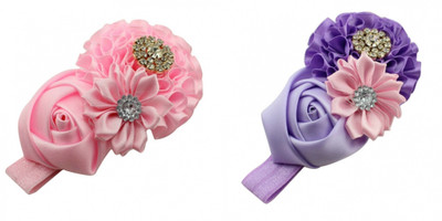 

Babymoon Baby Premium Crystal Triple Flower Headband / Partywear / Exclusive Designer Wear (Sapphire Blue) Head Band(Blue, Pink)