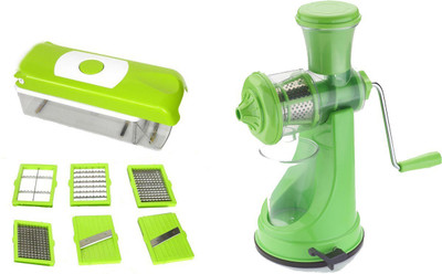 

Handy juicer and chipser slicer dicer cutter 6 in 1 Plastic Hand Juicer(Green Pack of 2)