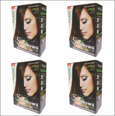 SANJEEVANI NATURAL Herbal Based Ammonia Free Chestnut Henna for Men & Women Pack of 4(240 g)