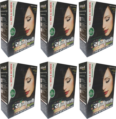 

SANJEEVANI NATURAL Black Henna Ammonia Free For Men & Women Pack Of 6(360 g)