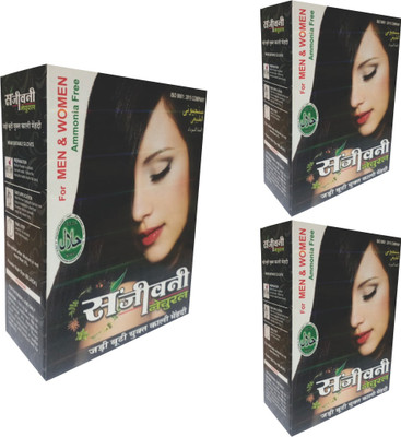 

SANJEEVANI NATURAL Black Henna Ammonia Free For Men & Women Pack Of 3(180 g)