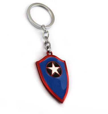 GCT Captain America Shield (Design-7) Marvel Avengers Superhero Collectible Blue Red Metal Keychain for Car Bike Men Women Keyring Key Chain