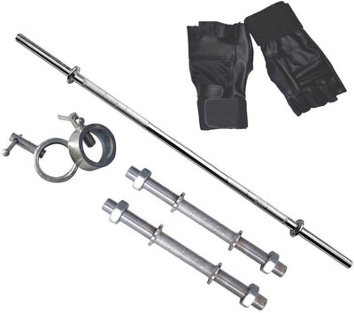 

Faiydashop Combo of 3ft. Straight Rod with Steel Locks, 2 Steel Dumbbell Rods and 1 Pair of Leather Gym Gloves Home Gym Kit