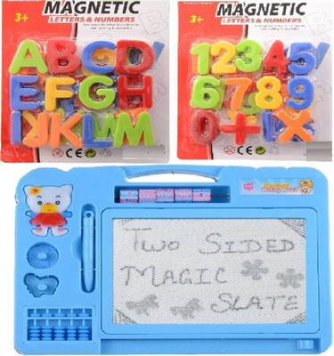 

Awadh Toys Combo of Magnetic Learning Alphabets and Numbers (ABC &123) with drawing ,writing Double Side Magic Slate for kids(Multicolor)