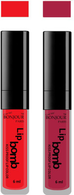 

Bonjour Paris Kiss Proof Pur Matte Lip Gloss(12 ml, Red 02, Wine 12)