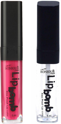 

Bonjour Paris Kiss Proof Pur Matte Lip Gloss(12 ml, Fuchsia 09, Top Coat 17)
