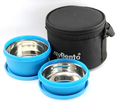 myBento SS TWIN STYLE (660ml) (SS304 Stainless Steel Inbuilt Lunch Box Set) 2 Containers Lunch Box(660 ml)