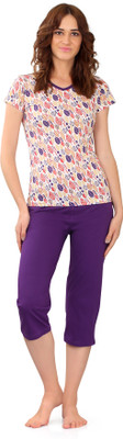 zebu Women Printed Multicolor Top & Pyjama Set