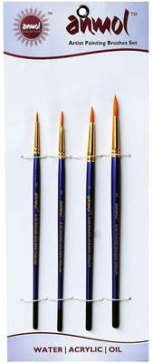 

Anmol Artist Painting Brush Golden Taklon-Series-20(Set of 4 Round)(White)