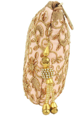 

Bagaholics Multipurpose Pencil Pouch Travel wallet Handbag Organizer Medicine Bag with Embroidery Ladies Purse Pouch(Beige)